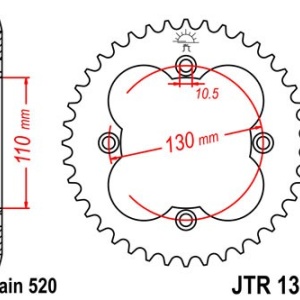Kit de lant D.I.D Chain - Argintiu lant 520 VX, X-Ring, pinion fata JT, foaie spate JT pentru ATV HONDA TRX 250 R Fourtrax 1987-1989 - Img 5