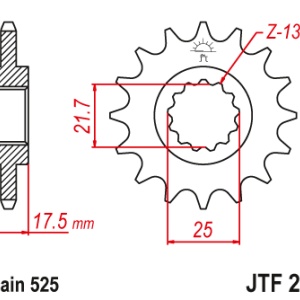 Kit de lant D.I.D Chain - Argintiu lant 525 ZVM-X, X-Ring, pinion fata JT, foaie spate JT pentru HONDA CB-1 400 F 1991 - Img 3