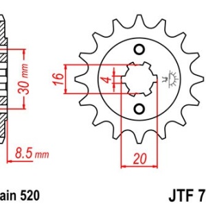 Kit de lant D.I.D Chain - Auriu lant 520 DZ, Non-sealed, pinion fata JT, foaie spate JT pentru HUSQVARNA CR 125 1990-1994 - Img 3