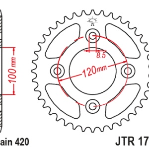 Kit de lant EK - Argintiu lant 420 DEH, Non-sealed, pinion fata JT, foaie spate JT pentru YAMAHA YZ 65 2018-2025 - Img 5