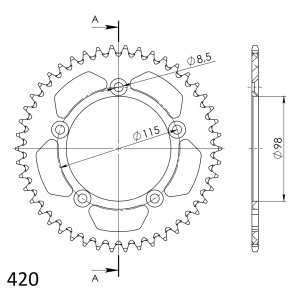 Kit de lant EK - Argintiu lant 420 SH, Non-sealed, pinion fata SUPERSPROX, foaie spate SUPERSPROX pentru KTM SX 65 1998-2002 - Img 4