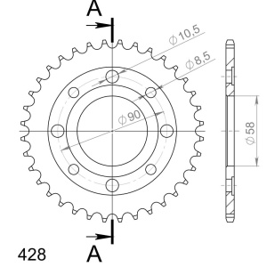 Kit de lant EK - Argintiu lant 428 DEH, Non-sealed, pinion fata SUPERSPROX, foaie spate SUPERSPROX pentru HONDA CG 125 1999-2001 - Img 5