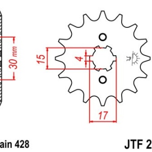 Kit de lant EK - Argintiu lant 428 SHDR, Non-sealed, pinion fata JT, foaie spate JT pentru HONDA XR 100 R 1985-2003 - Img 3