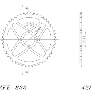Kit de lant EK - Argintiu lant 428 SHDR, Non-sealed, pinion fata SUPERSPROX, foaie spate SUPERSPROX pentru YAMAHA TT-R 125 2000-2001 - Img 4