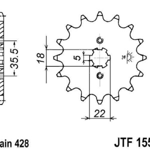 Kit de lant EK - Argintiu lant 428 SRO, O-ring, pinion fata JT, foaie spate JT pentru YAMAHA YS 125 2017-2019 - Img 3