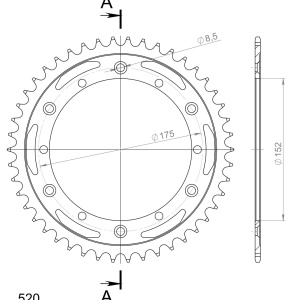 Kit de lant EK - Argintiu lant 520 DEX, X-Ring, pinion fata SUPERSPROX, foaie spate SUPERSPROX pentru YAMAHA YZ 125 1981-1982 - Img 5