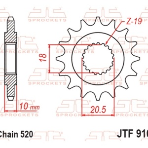 Kit de lant EK - Argintiu lant 520 H, Non-sealed, pinion fata JT, foaie spate JT pentru ZONTES 125 GK 2022-2024 - Img 3