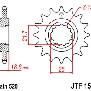 Pinion fata JT JTF 1538-13 13T, 520 - Img 2
