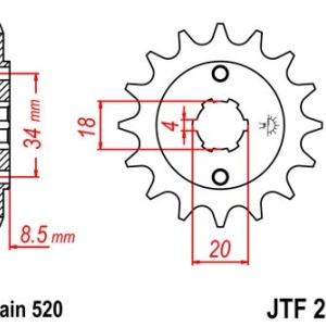Pinion fata JT JTF 270-13 13T, 520 - Img 2