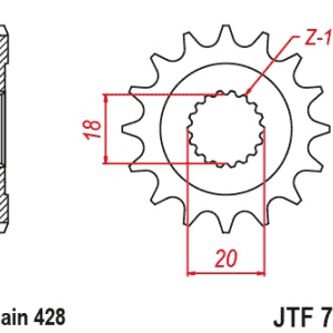 Pinion fata JT JTF 785-13 13T, 428 - Img 2