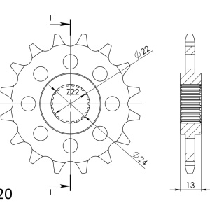 Pinion fata SUPERSPROX CST-1126:16 16T, 520 - Img 2