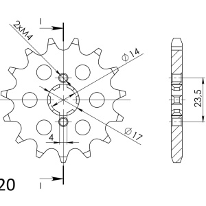 Pinion fata SUPERSPROX CST-1128:14 14T, 420 - Img 2