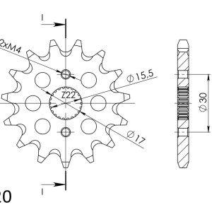 Pinion fata SUPERSPROX CST-1256:15 15T, 420 - Img 2