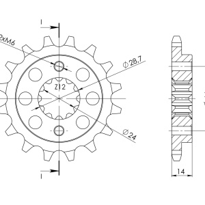 Pinion fata SUPERSPROX CST-314:16 16T, 525 - Img 2