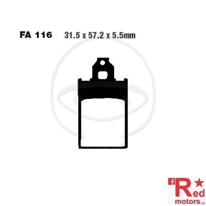 Placute frana fata SCOOTER EBC 31.5x57.2x5.5 FA116 pentru Beta Tempo 50, Malaguti CR1 50, Peugeot SV 100, Free 50