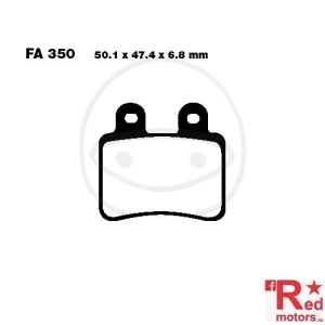Placute frana fata SCOOTER SINTERED HH EBC 50.1x47.4x6.8 FA350 pentru Derbi Boulevard 125, Italjet Jet-Set 50, Peugeot Elystar 50 SBC TSDI, Rieju Tango 50,
