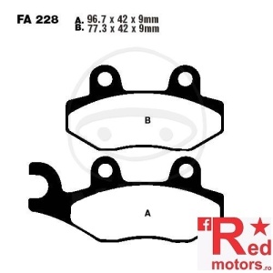 Placute frana fata SEMI-SINT V EBC 96.7x42x9/77.3x42x9 FA228 pentru Buffalo/Quelle Rex 150, Generic TR 125, Honda CA 125, CMX 250, Keeway Blackster 250, Kreidler Enduro 125 DT, Mash Cafe Racer 125, Sachs ZZ 125 4T, SFM ZZ 125 4T