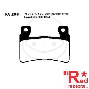 Placute frana fata SINTERED GPFAX EBC ALTN 74.75x55.4x7.6 FA296 pentru Harley Davidson FLS 1690, FLSTNSE 1800, XR 1200, Honda CB 1100, CBR 600, CB 1300, Hyosung GD 250, Kawasaki ZX-6R 636