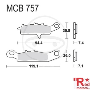 Placute frana fata SINTERED SI TRW ALTN 94.4x35.8x7.4/119.1x26x7.1 MCB757 pentru Kawasaki KFX 450, KFX 700, KVF 650