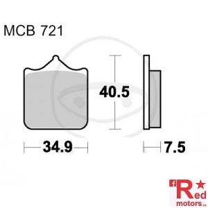 Placute frana fata SINTERED TRW LUCAS SRQ COATING 34.9x40.5x7.5 MCB721 pentru Aprilia RSV 1000, Tuono 1000, Benelli TNT 1130, DB6 1100, KTM SMC 690, TM Racing SMM