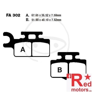 Placute frana fata STD EBC ALTN 67.65x36.52x7.58/51.90x40.10x7.62 FA302 pentru Kawasaki KX 65, Suzuki RM 65