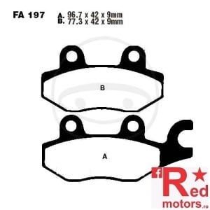 Placute frana fata STD EBC ALTN 96.7x42x9/77.3x42x9 FA197 pentru AJS Bobber 125, 350, Daelim VJ 125, Generic Worx 125, Honda CB 125, CBF 250, Kawasaki BN 125, MZ/MUZ RT 125 SM