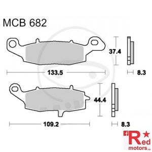 Placute frana fata STD TRW ALTN 133.5x37.4x8.3/109.2x44.4x8.3 MCB682 pentru CFMOTO NK 650, Kawasaki ER 500, ER-6N 650, VN 800, Suzuki DL 650, DL 1000
