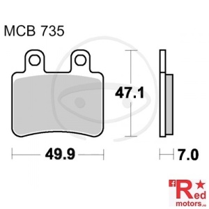 Placute frana fata STD TRW ALTN 49.9x47.1x7 MCB735 pentru Beta RE 125, Derbi Senda 50, HM-Moto Derapage, Peugeot Elystar 125, Peugeot Jet Force 125, Rieju RS-2 125