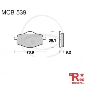 Placute frana fata STD TRW ALTN 70.9x36.1x9.2 MCB539 pentru Beta Euro 350, Gilera RC 600, Malaguti Blog 125, MBK XC 125, SFM Bee 125, Yamaha DT 125, XT 600, RD 80