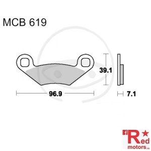 Placute frana fata STD TRW ALTN 96.9x39.1x7.1 MCB619 pentru Aeon Crossland 600 i, Polaris Magnum 330 4WD, Outlaw 450 MXR, Predator 500, Scrambler 400 4WD