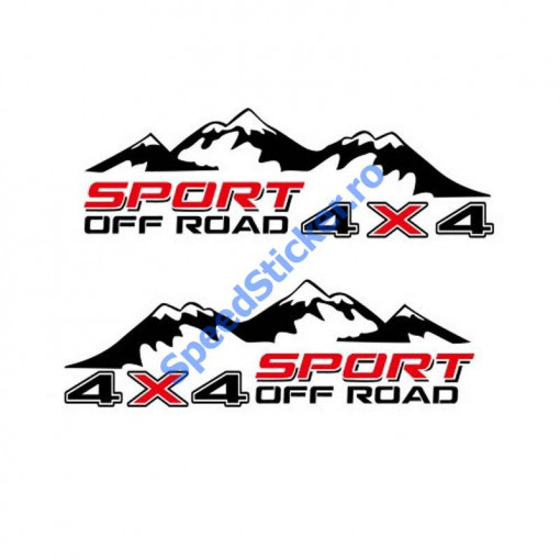 Set Stickere 4x4 Off Road Munti (doua culori) 60cm