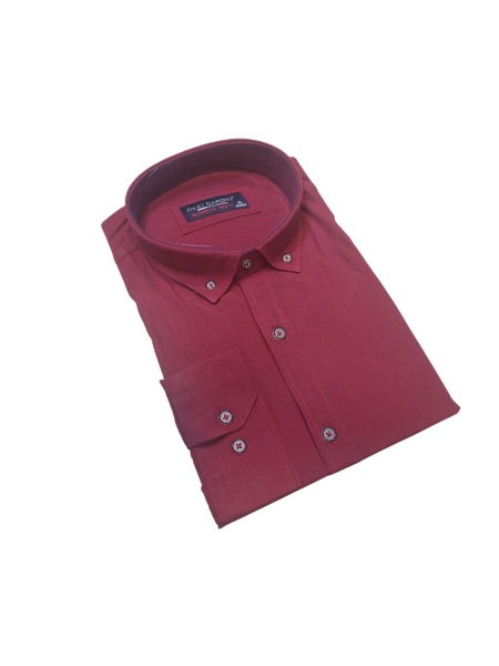 Camasa Barbati Dust Cardin, Maneca Lunga, din Bumbac, Regular Fit, LINII SUBTIRI, Visiniu
