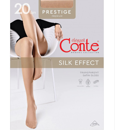 Ciorapi Dres dama Conte cu Multifibră PRESTIGE 20 Den SILK EFFECT