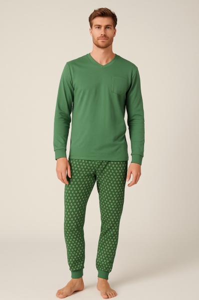 Pijama Barbati Soft&Seven by SOFIAMAN, Maneca Lunga, VERT S31-001 VERDE