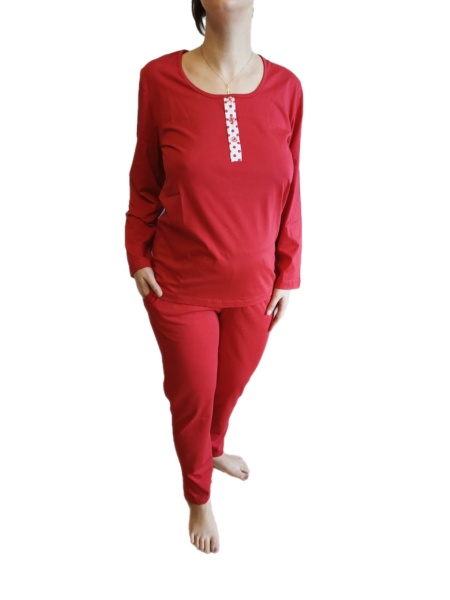 Pijama Dama Auritex, tipar Clasic, 140 Rosu