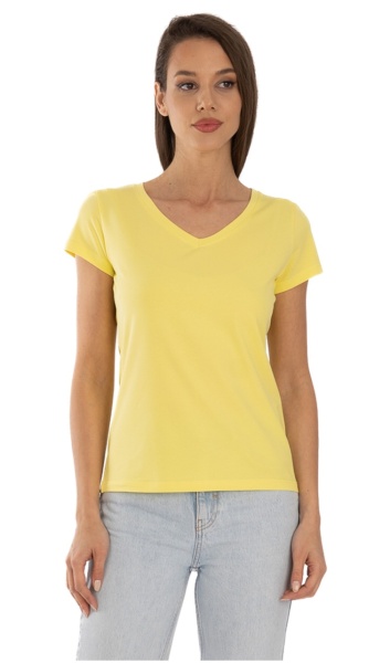 T.2507 Galben Lamaie, Tricou Dama CLASIC, guler V