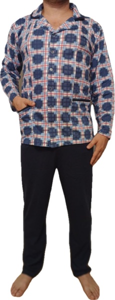 Pijama Barbati Auritex din bumbac cu Nasturi ML 232-03 Bleumarin & Alb