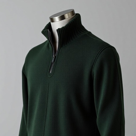 Pulover Barbati Tony Montana, Guler Inalt cu Fermoar, T1132 VERDE INCHIS