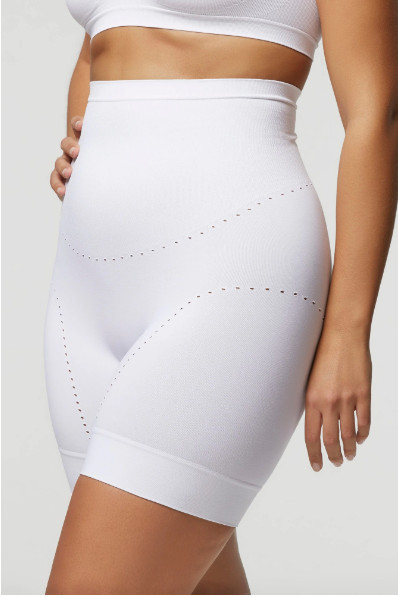 Chiloti modelatori tip pantalon scurt din microfibra, GUIANA Comfort Size, Pompea, Alb