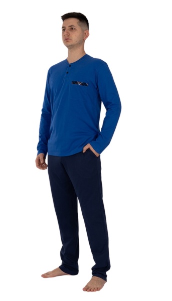 Pij.4142 ALBASTRU ROYAL , Pijama Bărbați Knox, Tipar Clasic