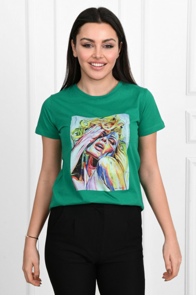 Tricou dama Sport Adrom 1483-23 PAINTING, Verde