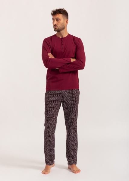 Pijama Barbati Soft&Seven by SOFIAMAN, Maneca Lunga, S31-026 Bordo