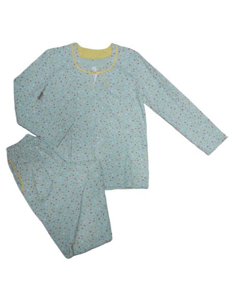 Pijama Dama Auritex, tipar Clasic, Maneca lunga 235 ML Verde Deschis Floral
