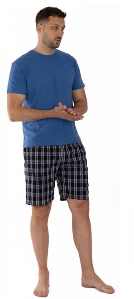 Pij.4150 Albastru Royal, Pijama Bărbați KNOX, Maneca Scurta