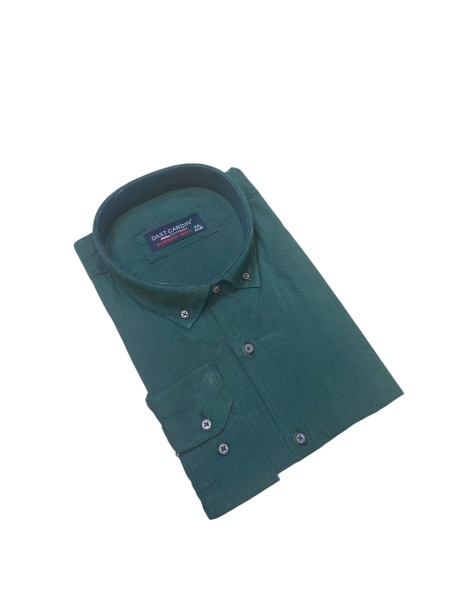 Camasa Barbati Dust Cardin, Maneca Lunga, din Bumbac, Regular Fit, LINII SUBTIRI, Verde Inchis