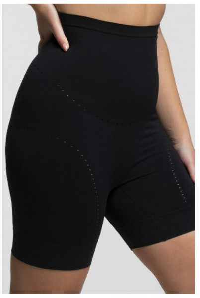 Chiloti modelatori tip pantalon scurt din microfibra, Comfort Size, Pompea, Negru