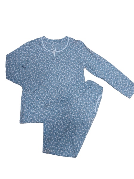 Pijama Dama Auritex, tipar Clasic, Maneca lunga 235 ML Albastru Deschis Floral