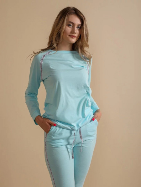 Pijama dama SAMO Collection, Maneca lunga, WPJ3555M, Albastru Deschis