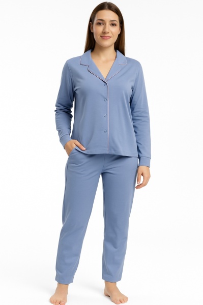 Pijama Dama Soft&Seven By Sofiaman, cu Nasturi, S21-186 BLEU