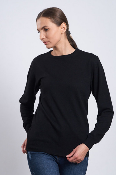 Hermina Pulover Dama Casmir R-Neck Negru